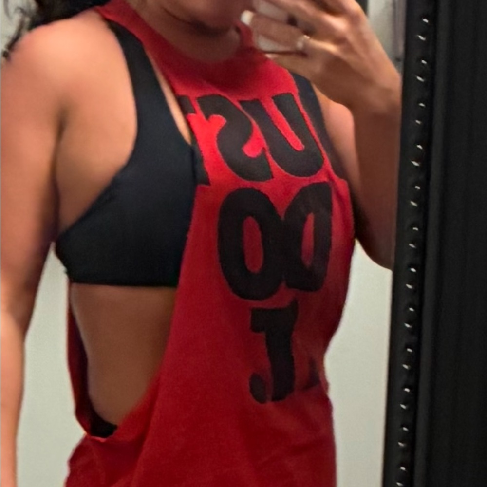Nike Red Muscle Tee with Black Graphic